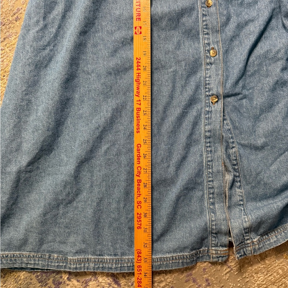 Vintage 90’s Denim Maxi Skirt Button-up front with pockets - Picture 7 of 7